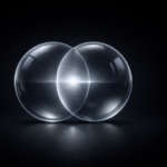 Minimal 3D spheres intersecting on a dark background, symbolizing Web2 and Web3 growth strategy convergence.